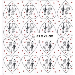 Chusteczka mini 21x21cm / Cena 1 sztuki / para młoda w sercu / -3373-